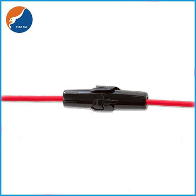 Em-linha de abrigo preta suportes da tubulação do vidro de 5x20mm do fusível com comprimento vermelho do fio 18AWG 15CM