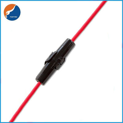 Em-linha de abrigo preta suportes da tubulação do vidro de 5x20mm do fusível com comprimento vermelho do fio 18AWG 15CM