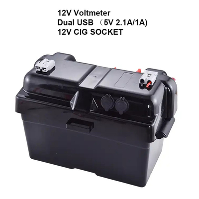 Caixa de bateria impermeável plástica exterior de 100A 12V, caixa de bateria de acampamento da aventura