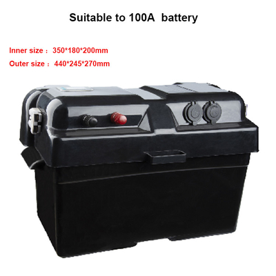 Caixa de bateria impermeável plástica exterior de 100A 12V, caixa de bateria de acampamento da aventura
