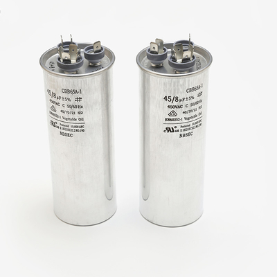 Caixa de alumínio cilíndrica do capacitor de corrida do motor do condicionador de ar da C.A. do capacitor de poder CBB65 45uf 5% 370V 450V