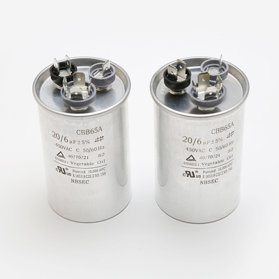 Capacitores da C.A. do capacitor 450V 20/6uF 5% do filme de CBB65A 20uF para aplicações da corrida do motor