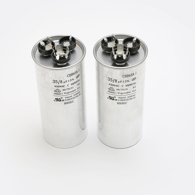 Capacitor do filme do polipropileno 450VAC de 50/60HZ CBB65A-1 35uF 35/8uF 5% para a lavagem do congelador do condicionador de ar